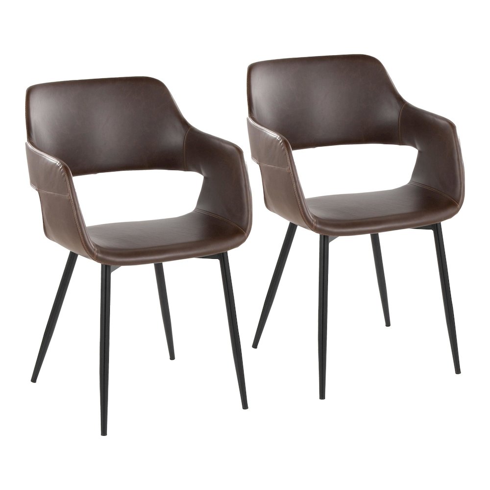 Margarite Dining Chair - Set of 2 in Black Metal, Espresso PU color. Picture 1