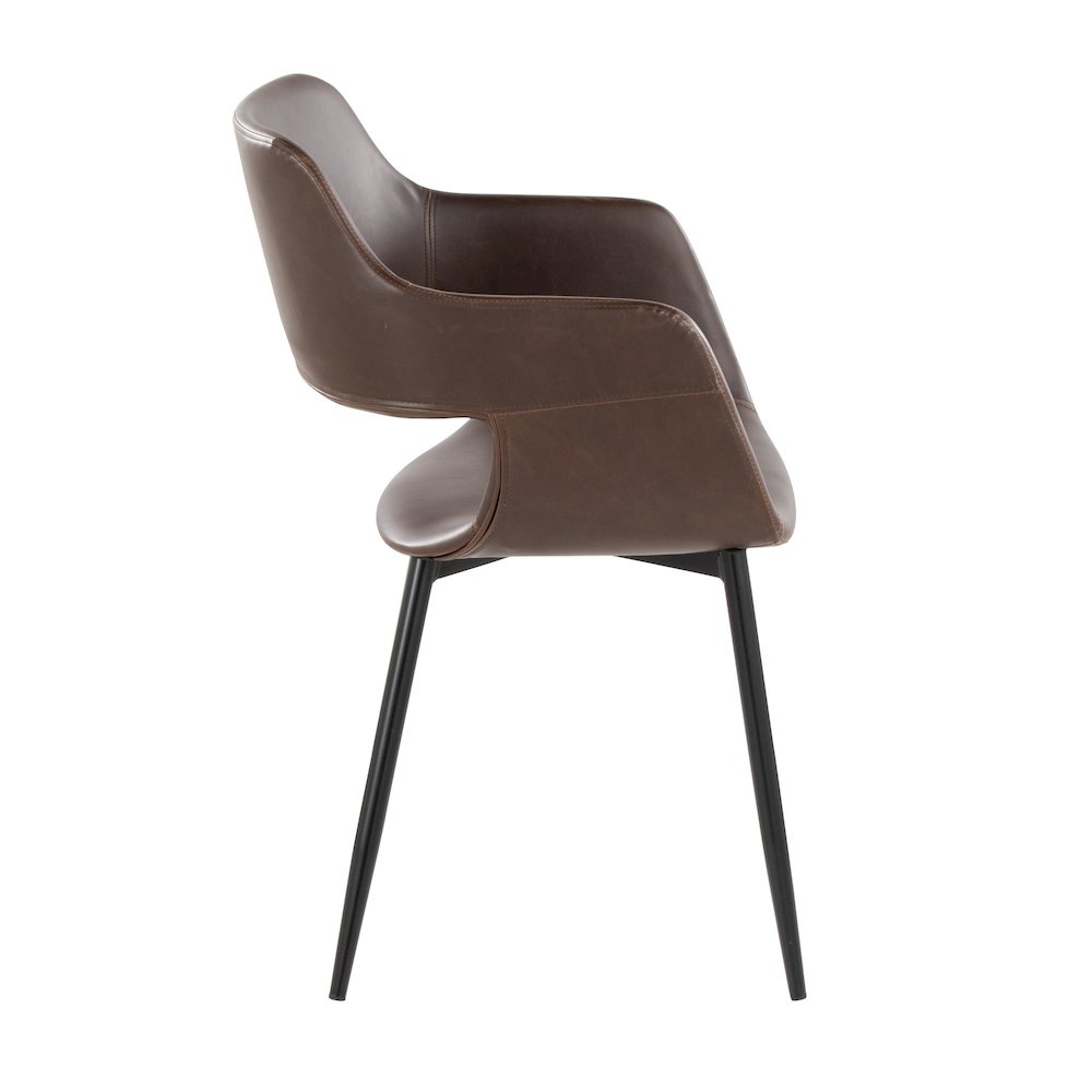 Margarite Dining Chair - Set of 2 in Black Metal, Espresso PU color. Picture 3