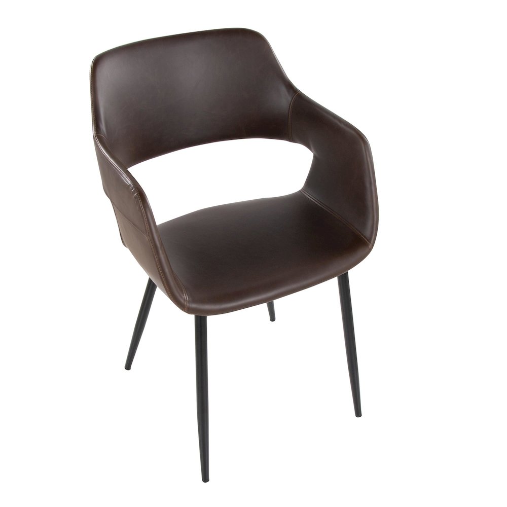 Margarite Dining Chair - Set of 2 in Black Metal, Espresso PU color. Picture 7