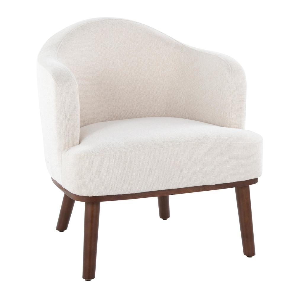 Walnut Wood, Cream Fabric Ahoy Accent Chair. Picture 1