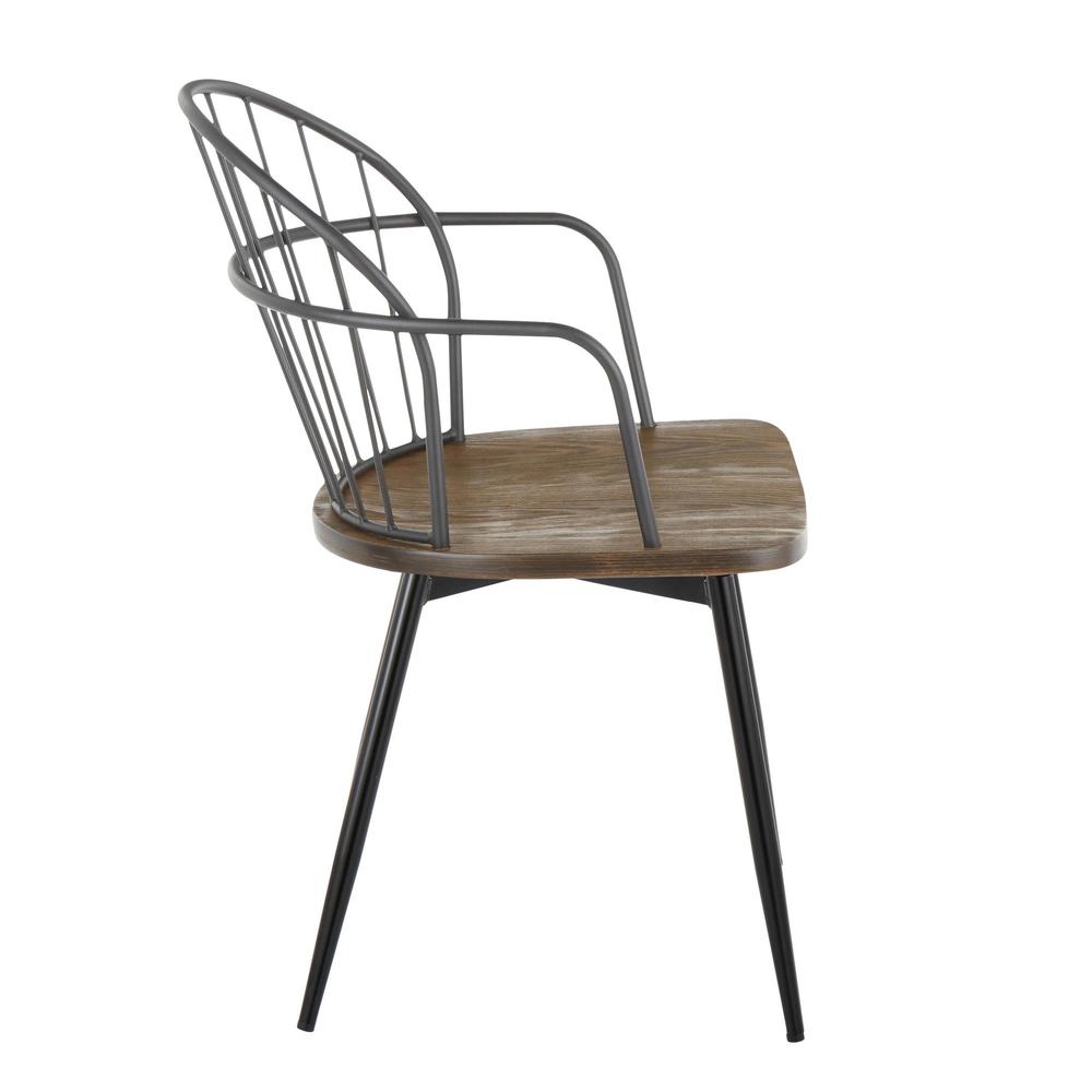 Black Metal, Dark Walnut Wood Riley Arm Chair - Set of 2. Picture 3