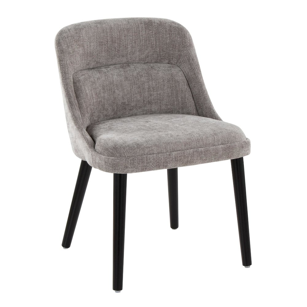 Rina Chair - Set of 2 in Black Wood, Grey Fabric color. Picture 2