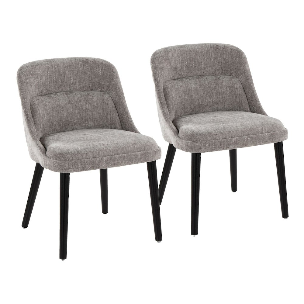 Rina Chair - Set of 2 in Black Wood, Grey Fabric color. Picture 1