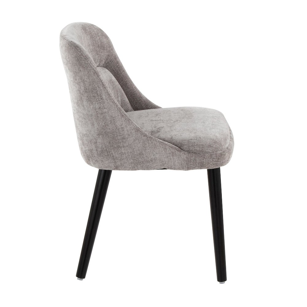 Rina Chair - Set of 2 in Black Wood, Grey Fabric color. Picture 3
