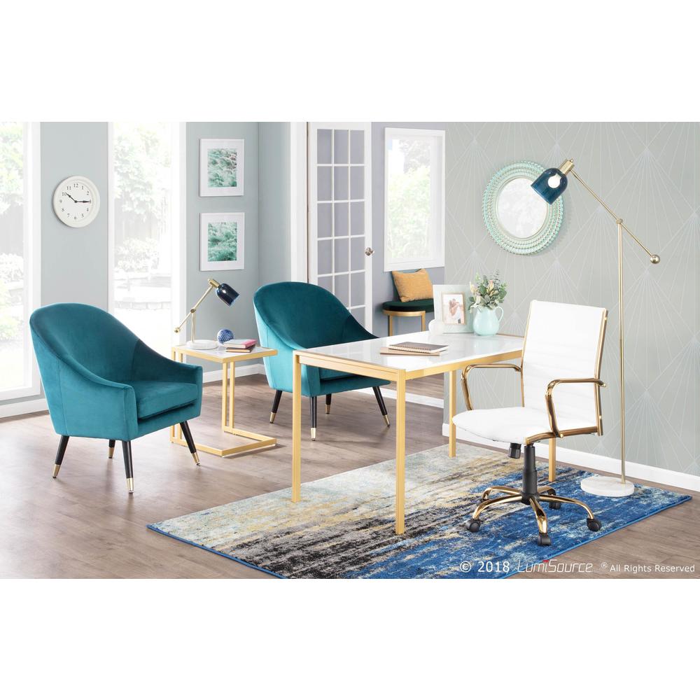 Gold Metal, White Marble Fuji Dinette Table. Picture 8
