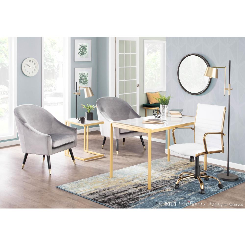 Gold Metal, White Marble Fuji Dinette Table. Picture 9