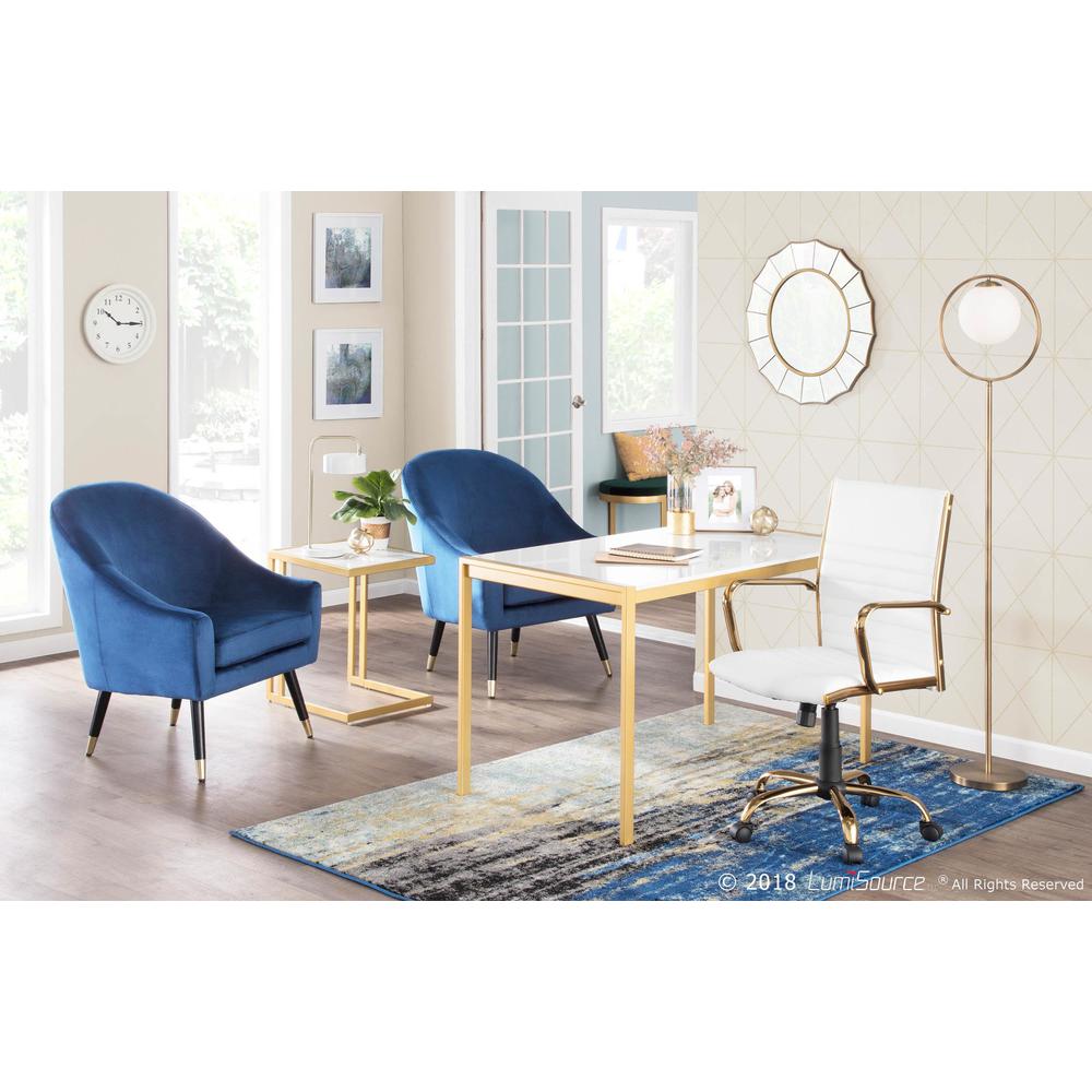 Gold Metal, White Marble Fuji Dinette Table. Picture 10