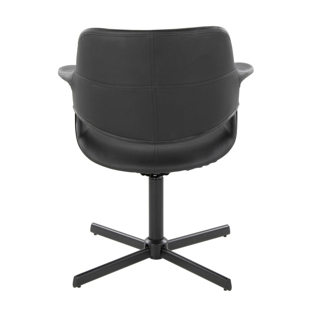 Black Metal, Black PU Vintage Flair Swivel Accent Chair. Picture 4