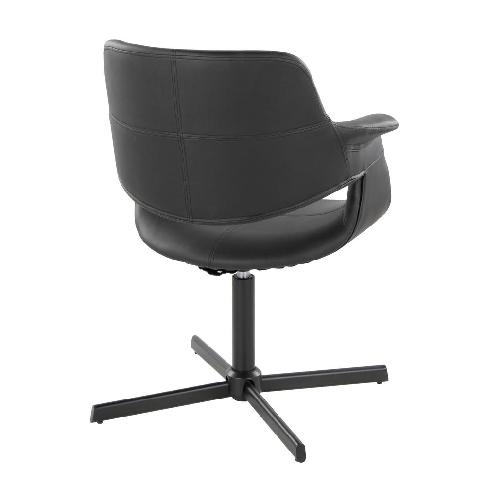 Black Metal, Black PU Vintage Flair Swivel Accent Chair. Picture 3