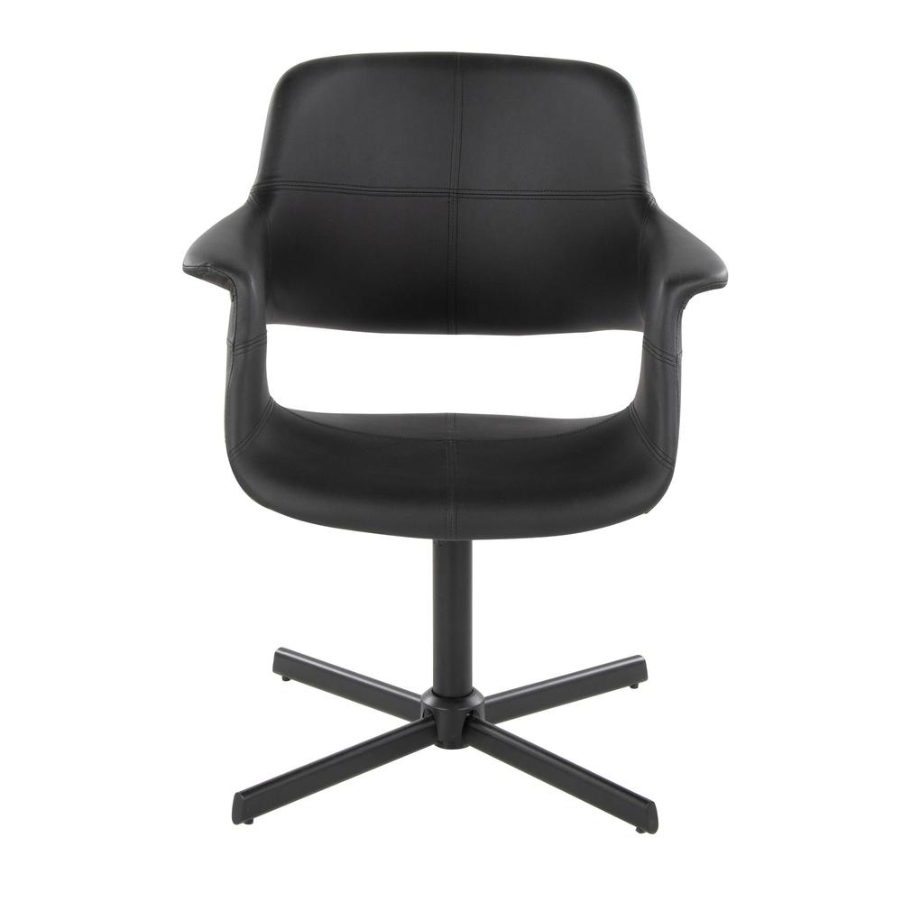 Black Metal, Black PU Vintage Flair Swivel Accent Chair. Picture 5