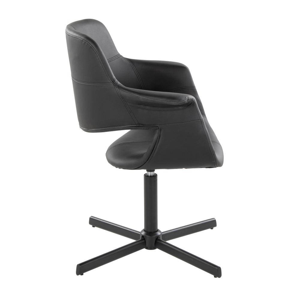 Black Metal, Black PU Vintage Flair Swivel Accent Chair. Picture 2