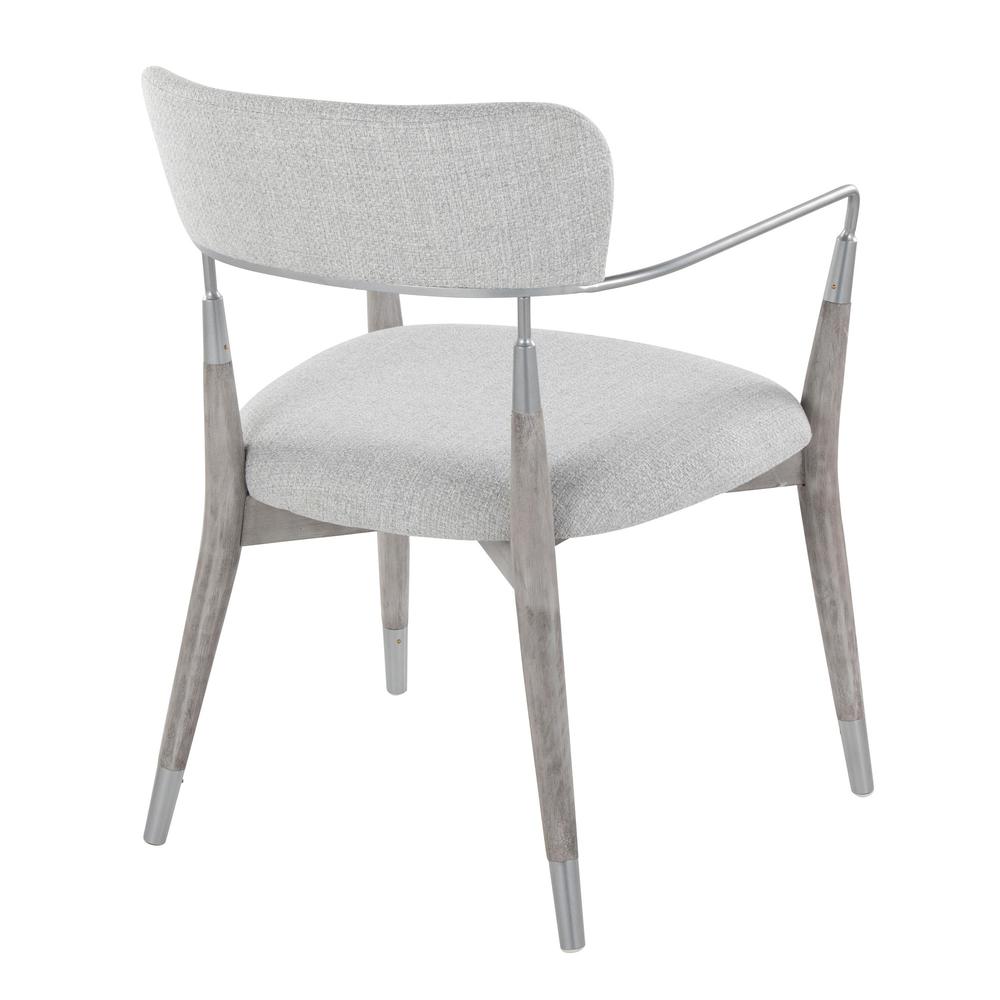 Silver Metal, Grey Brushed Wood, Light Grey Fabric Savannah Chair - Set of 2. Picture 4