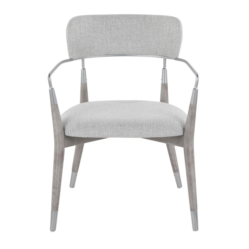 Silver Metal, Grey Brushed Wood, Light Grey Fabric Savannah Chair - Set of 2. Picture 6