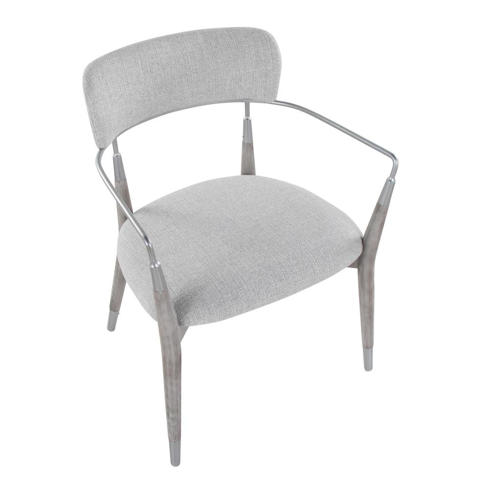 Silver Metal, Grey Brushed Wood, Light Grey Fabric Savannah Chair - Set of 2. Picture 7