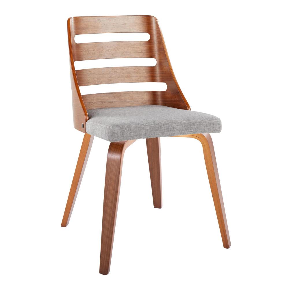 Walnut Wood, Grey Fabric Trevi Chair - Set of 2. Picture 2