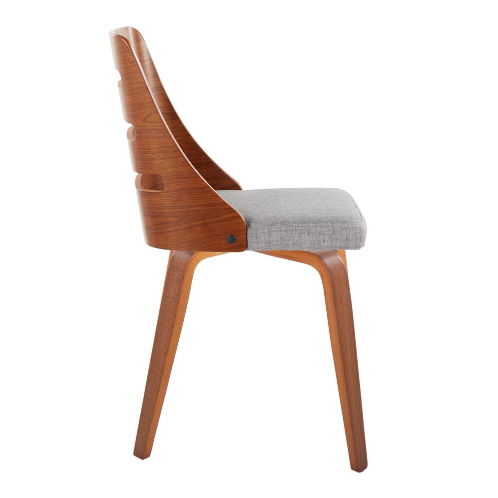 Walnut Wood, Grey Fabric Trevi Chair - Set of 2. Picture 3