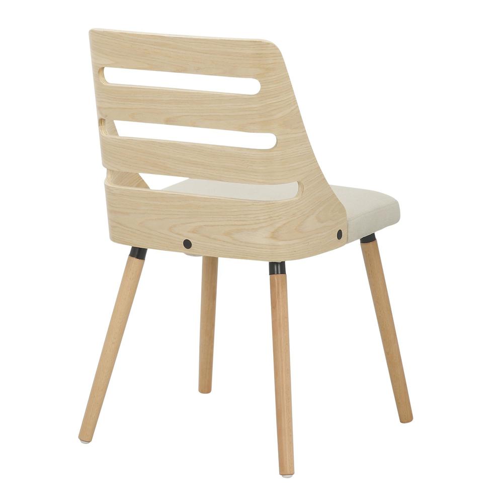 Natural Wood, Cream Fabric Trevi Chair - Set of 2. Picture 4