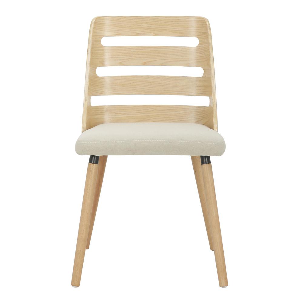 Natural Wood, Cream Fabric Trevi Chair - Set of 2. Picture 6