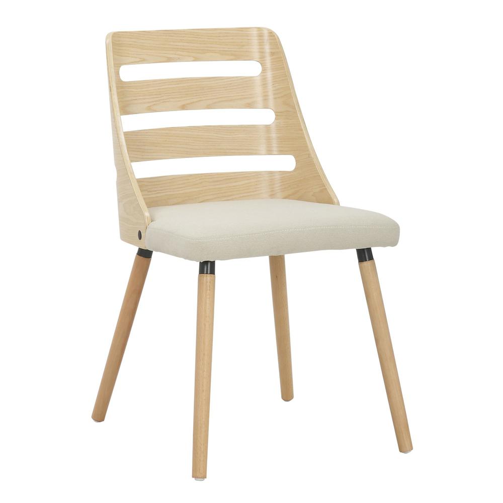 Natural Wood, Cream Fabric Trevi Chair - Set of 2. Picture 2