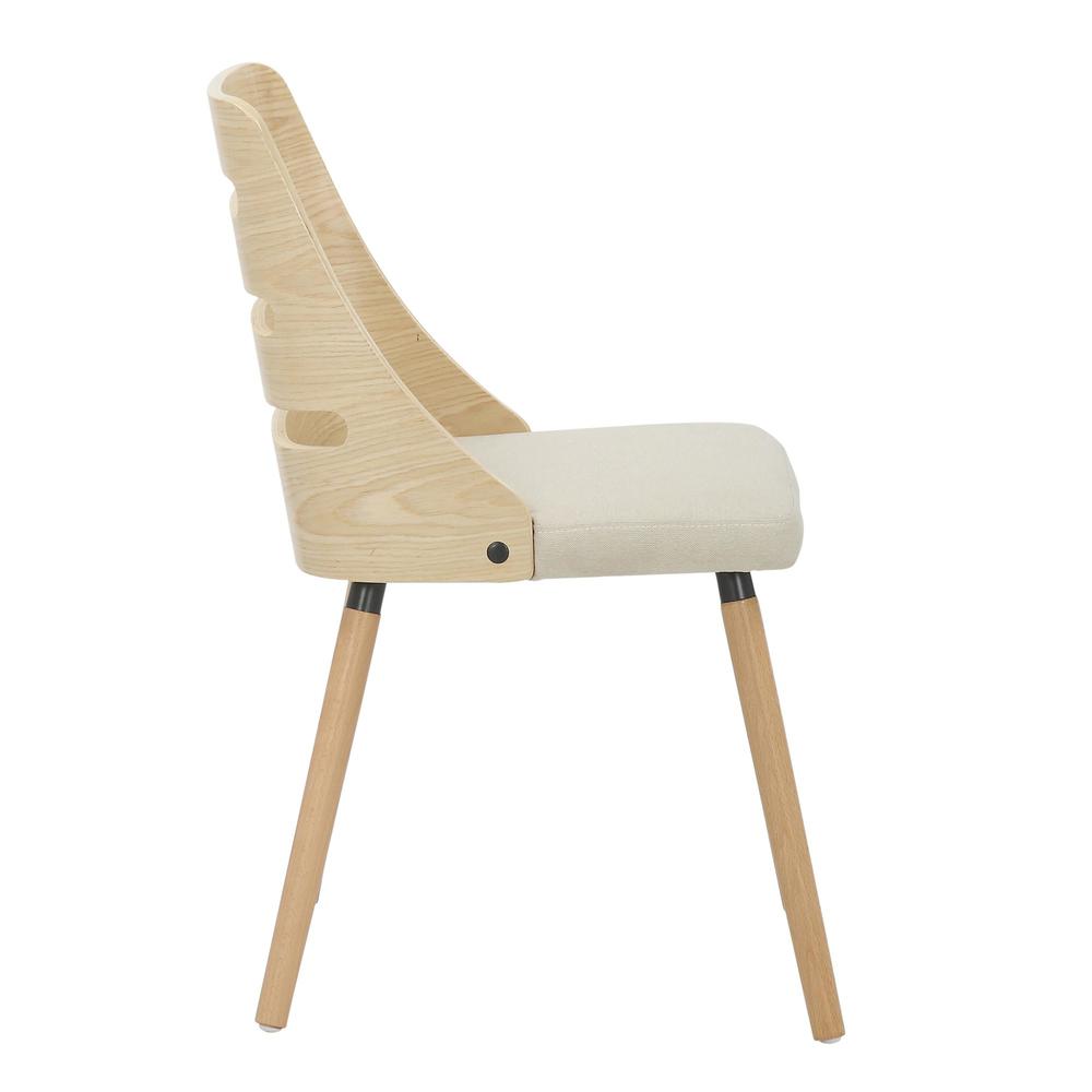 Natural Wood, Cream Fabric Trevi Chair - Set of 2. Picture 3