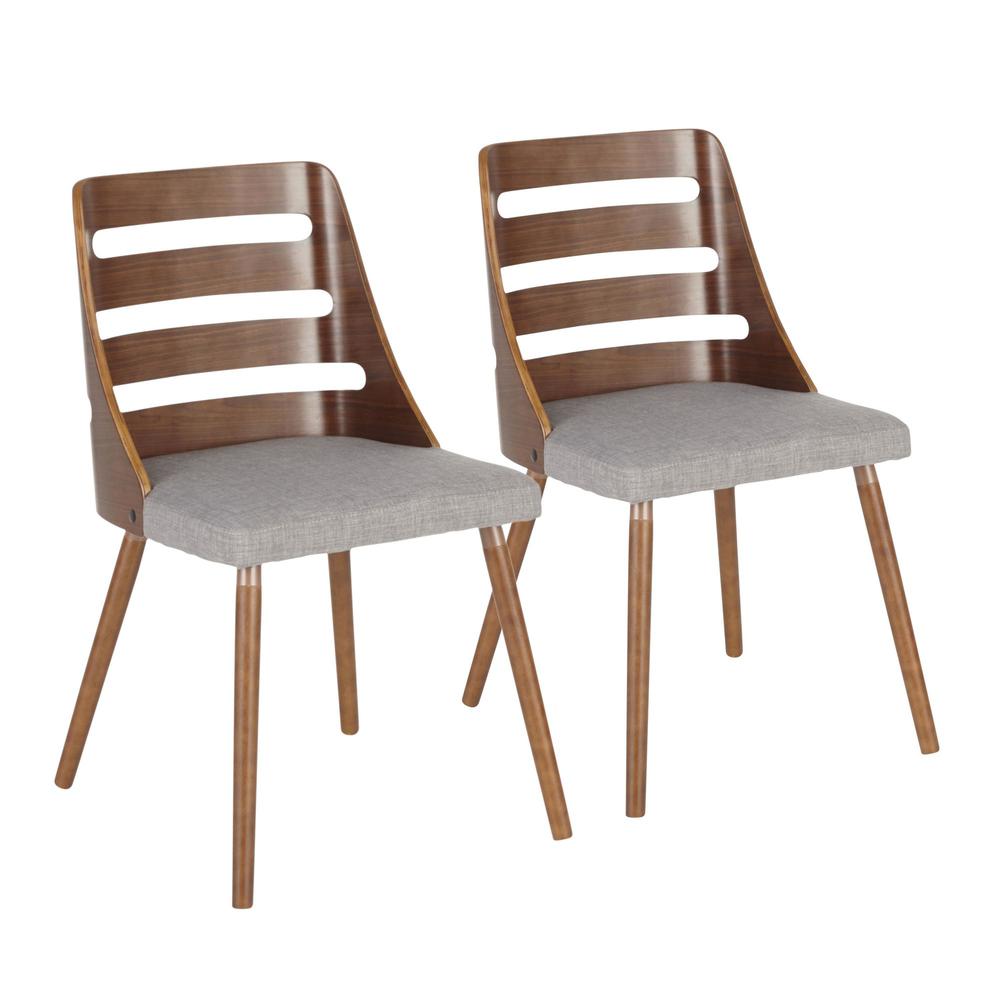 Walnut Wood, Grey Fabric Trevi Chair - Set of 2. Picture 1