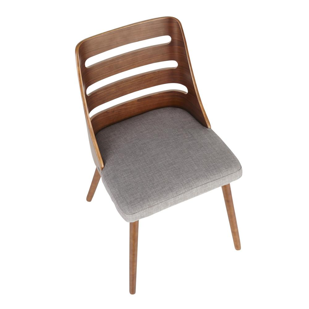 Walnut Wood, Grey Fabric Trevi Chair - Set of 2. Picture 3