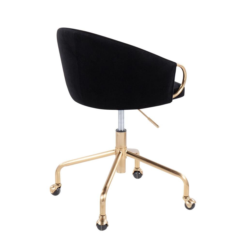 Gold Metal, Black Velvet Claire Task Chair. Picture 3