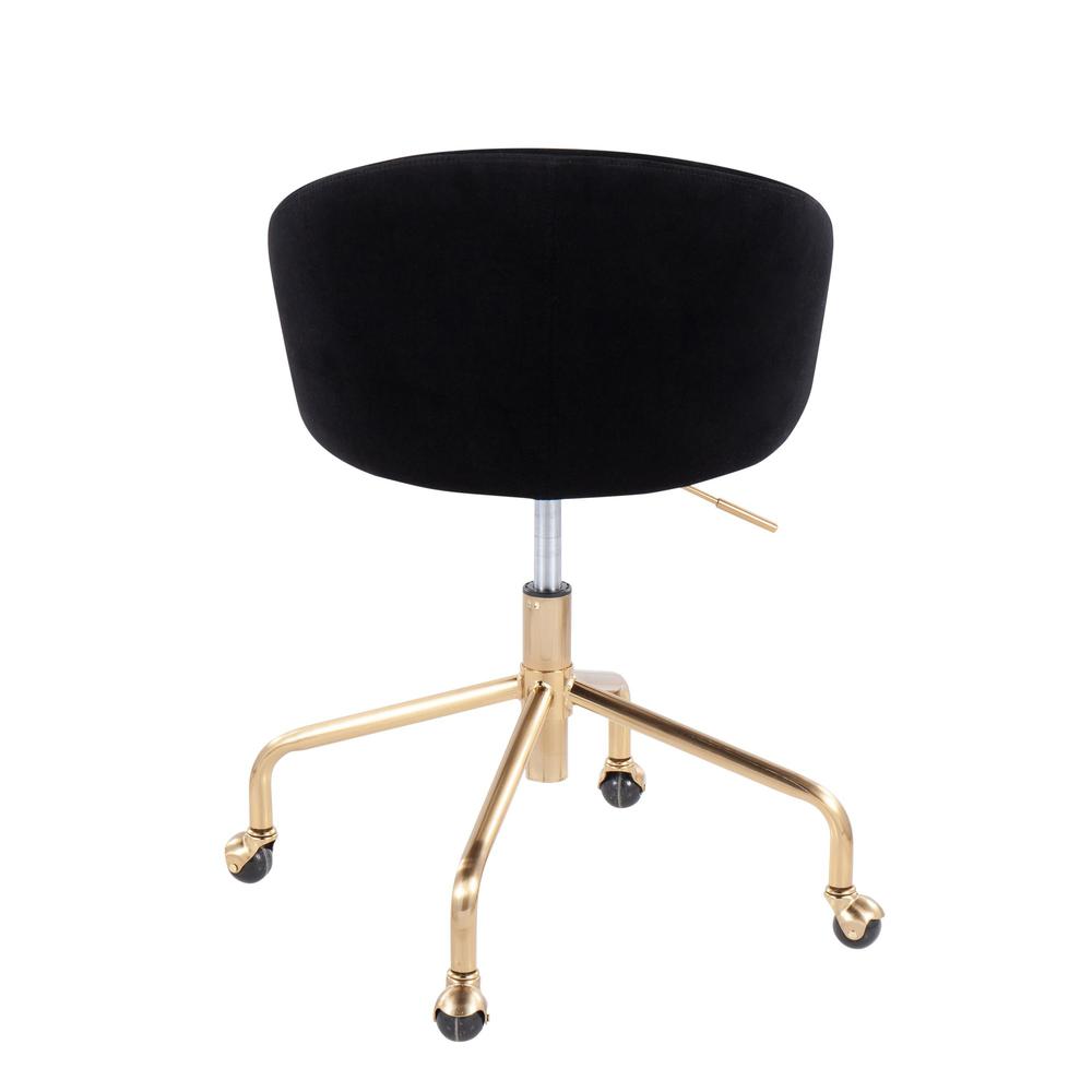 Gold Metal, Black Velvet Claire Task Chair. Picture 4