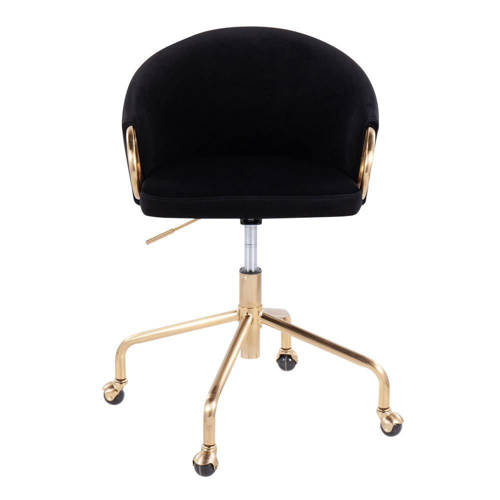 Gold Metal, Black Velvet Claire Task Chair. Picture 5