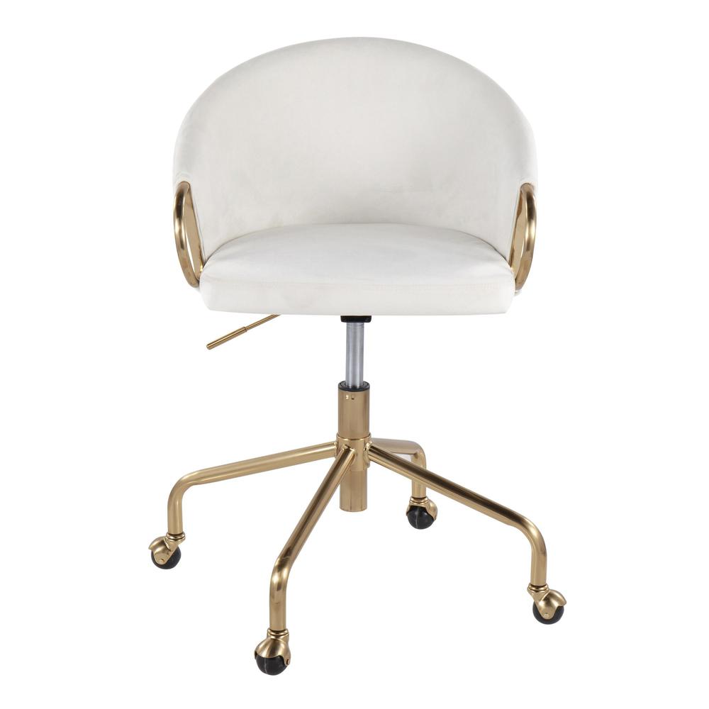 Gold Metal, Cream Velvet Claire Task Chair. Picture 5