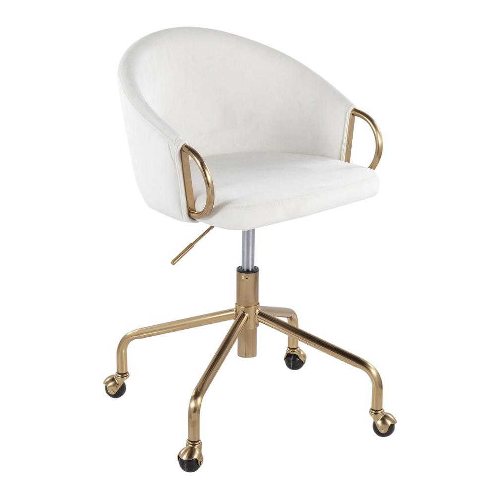 Gold Metal, Cream Velvet Claire Task Chair. Picture 1