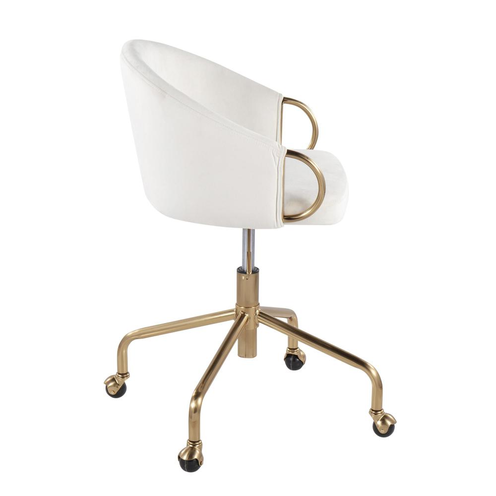 Gold Metal, Cream Velvet Claire Task Chair. Picture 2