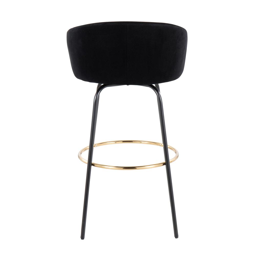 Black Metal, Gold Metal, Black Velvet Claire Barstool - Set of 2. Picture 5