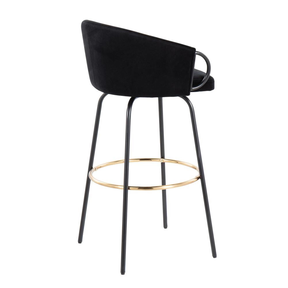 Black Metal, Gold Metal, Black Velvet Claire Barstool - Set of 2. Picture 4