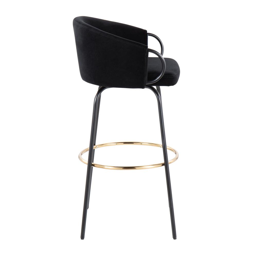 Black Metal, Gold Metal, Black Velvet Claire Barstool - Set of 2. Picture 3