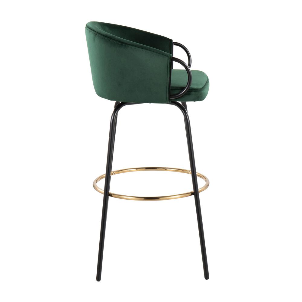 Black Metal, Gold Metal, Emerald Green Velvet Claire Barstool - Set of 2. Picture 3