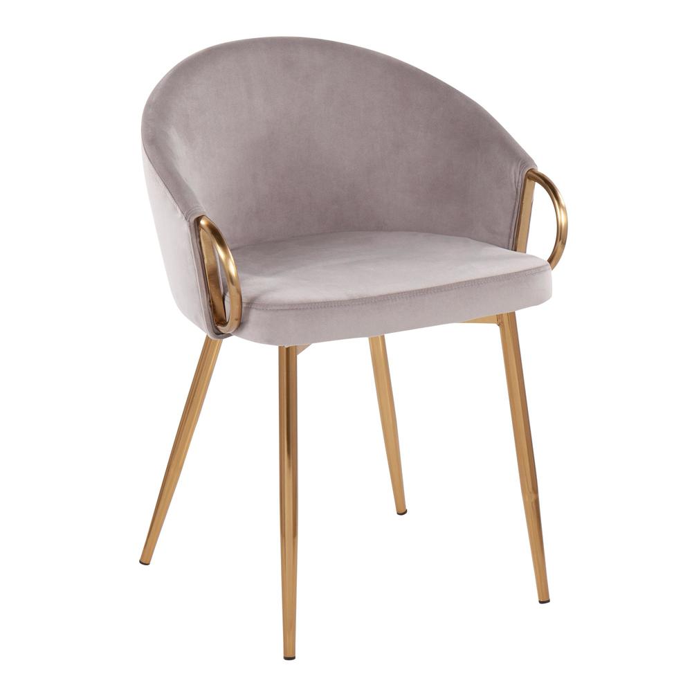 Gold Steel, Silver Velvet Claire Chair. Picture 1