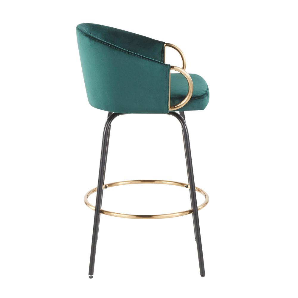 Black Metal, Gold Metal, Emerald Green Velvet Claire Counter Stool - Set of 2. Picture 3