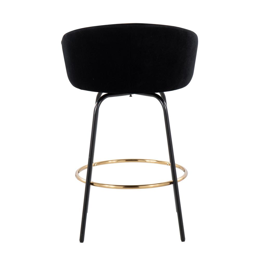 Black Metal, Gold Metal, Black Velvet Claire Counter Stool - Set of 2. Picture 5