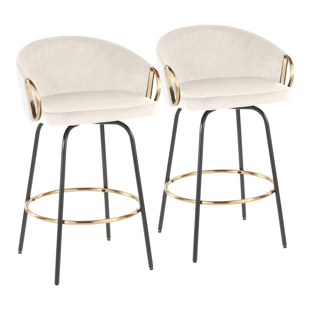 Black Claire 26" Fixed Height Counter Stool - Set of 2. Picture 1