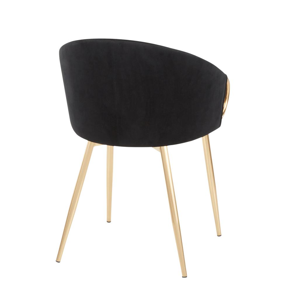 Gold Metal, Black Velvet Claire Chair - Set of 2. Picture 4
