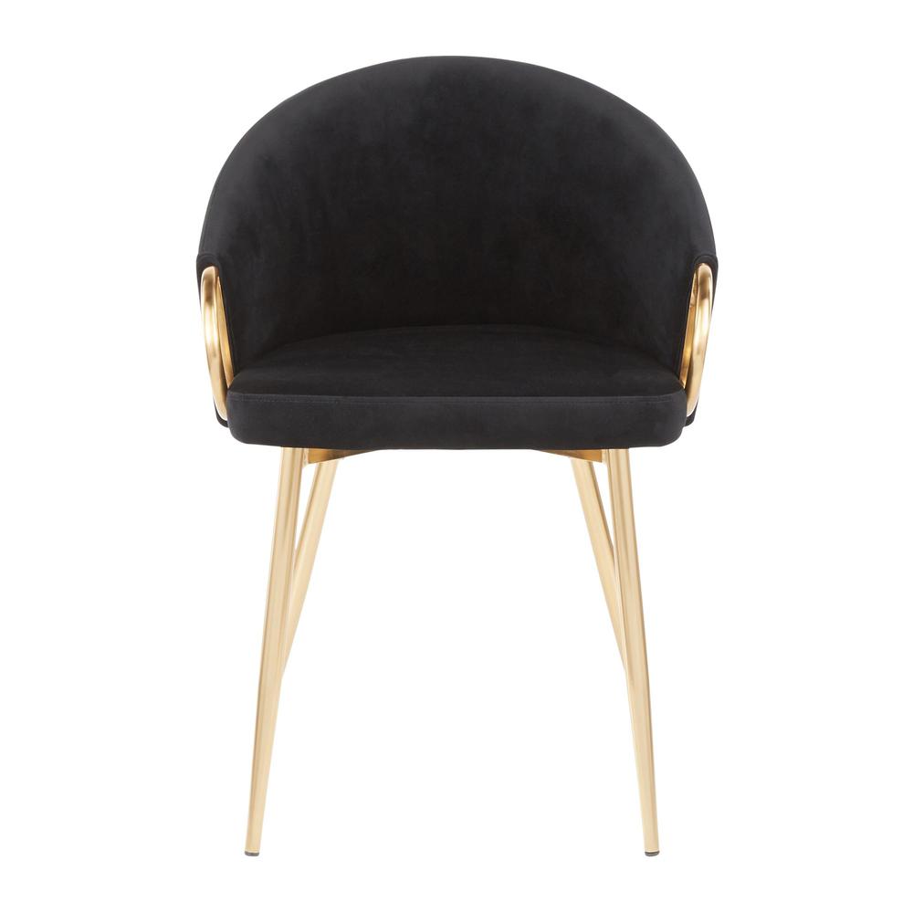 Gold Metal, Black Velvet Claire Chair - Set of 2. Picture 6