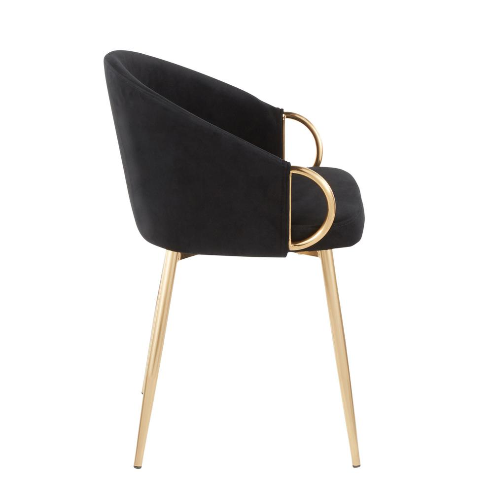 Gold Metal, Black Velvet Claire Chair - Set of 2. Picture 3