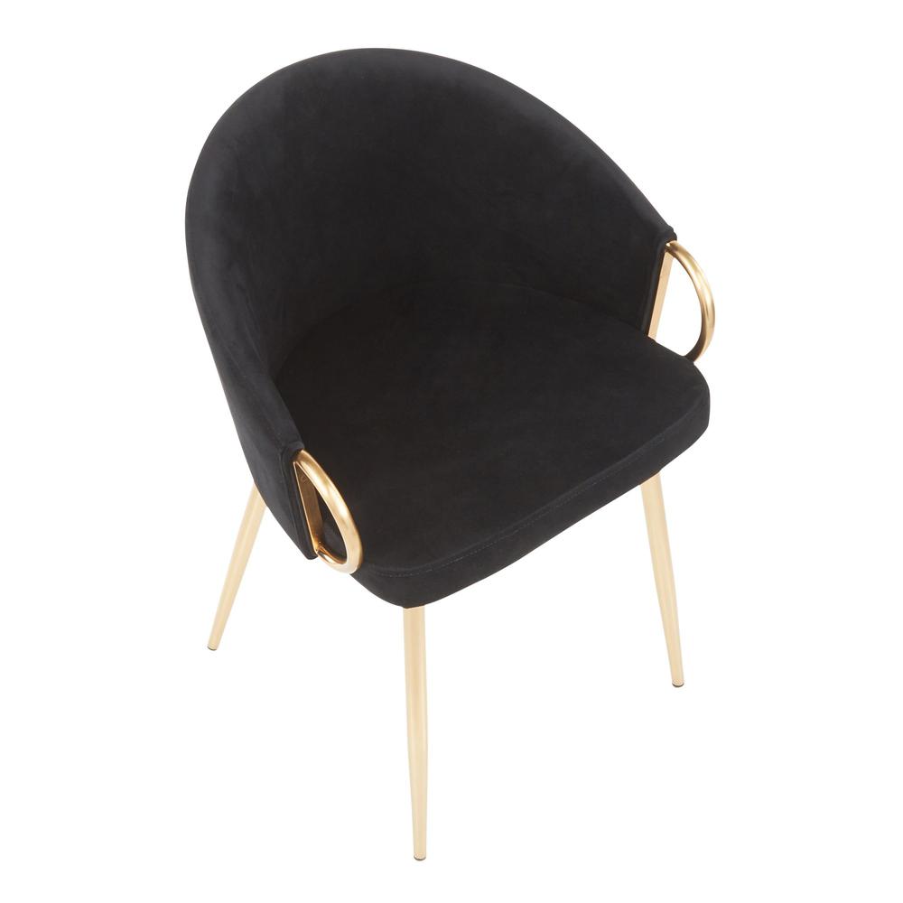 Gold Metal, Black Velvet Claire Chair - Set of 2. Picture 7