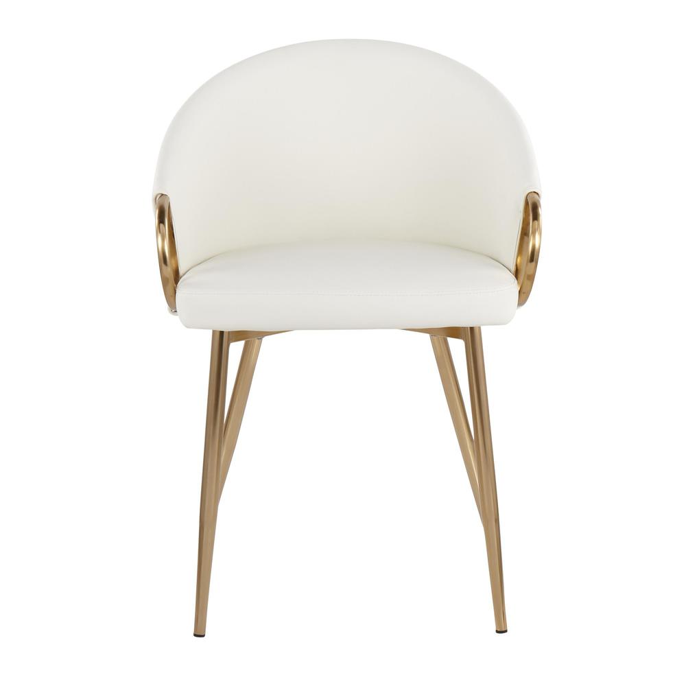 Gold Metal, White PU Claire Chair - Set of 2. Picture 6