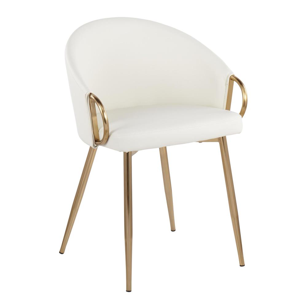 Gold Metal, White PU Claire Chair - Set of 2. Picture 2
