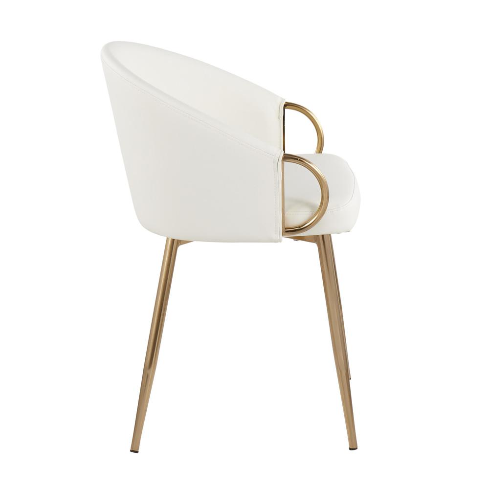 Gold Metal, White PU Claire Chair - Set of 2. Picture 3