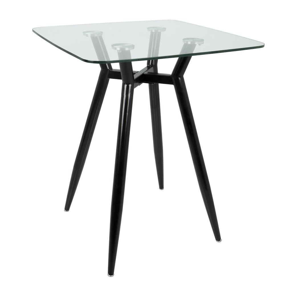 Black, Clear Glass Clara Square Counter Table. Picture 1