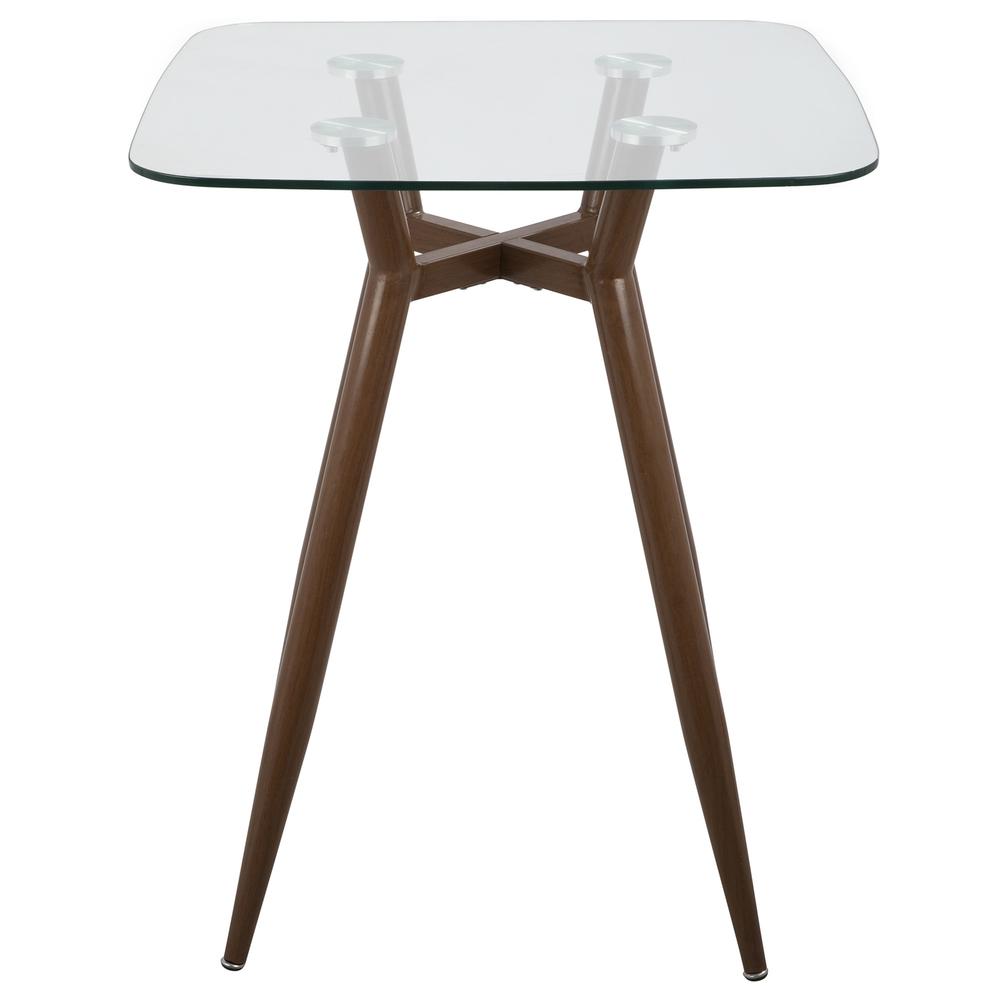 Walnut, Clear Glass Clara Square Counter Table. Picture 2