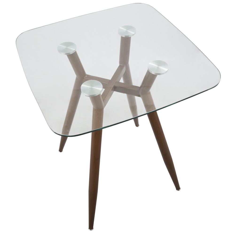 Walnut, Clear Glass Clara Square Counter Table. Picture 3